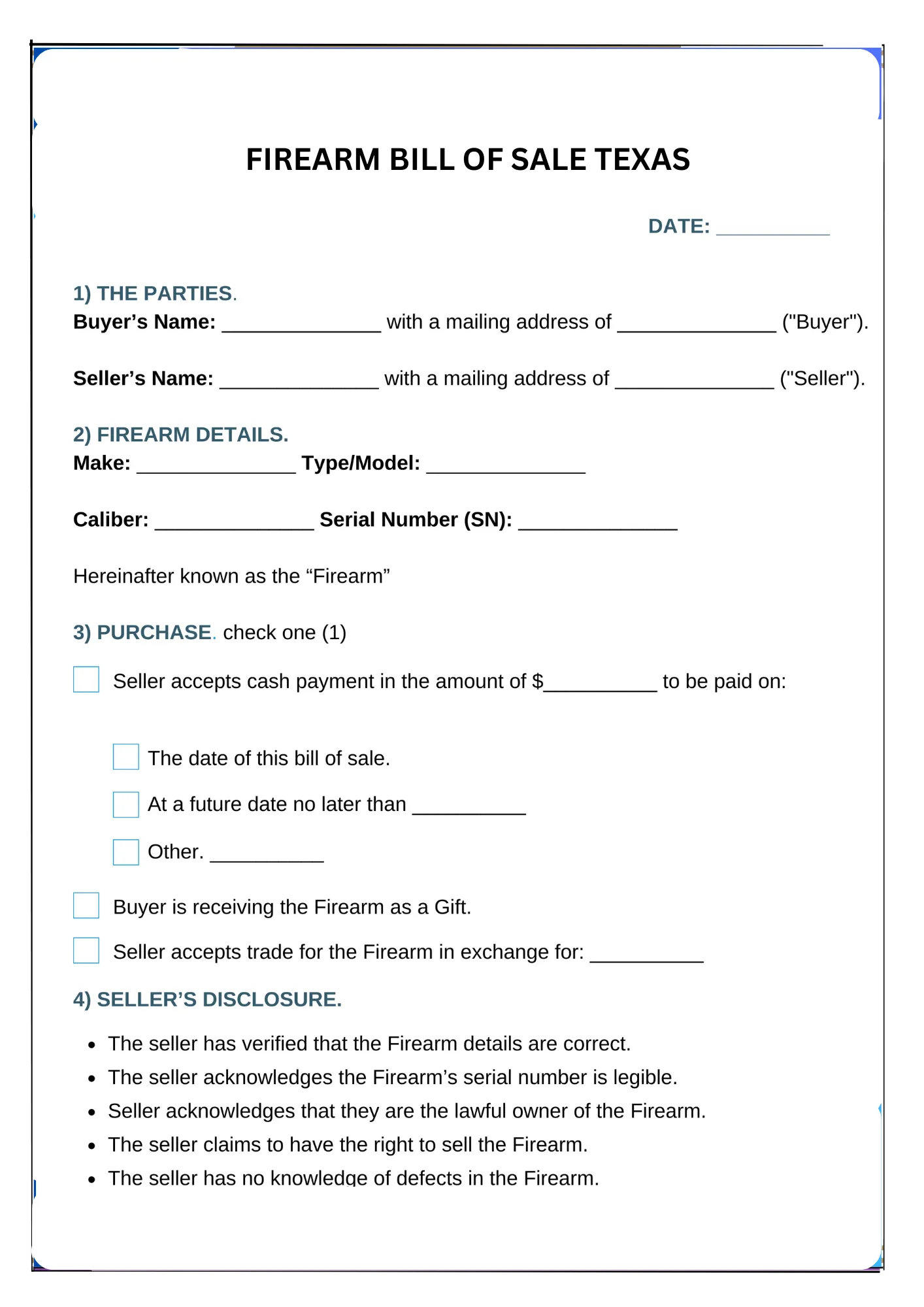 Texas Bill of Sale PDF Downloads