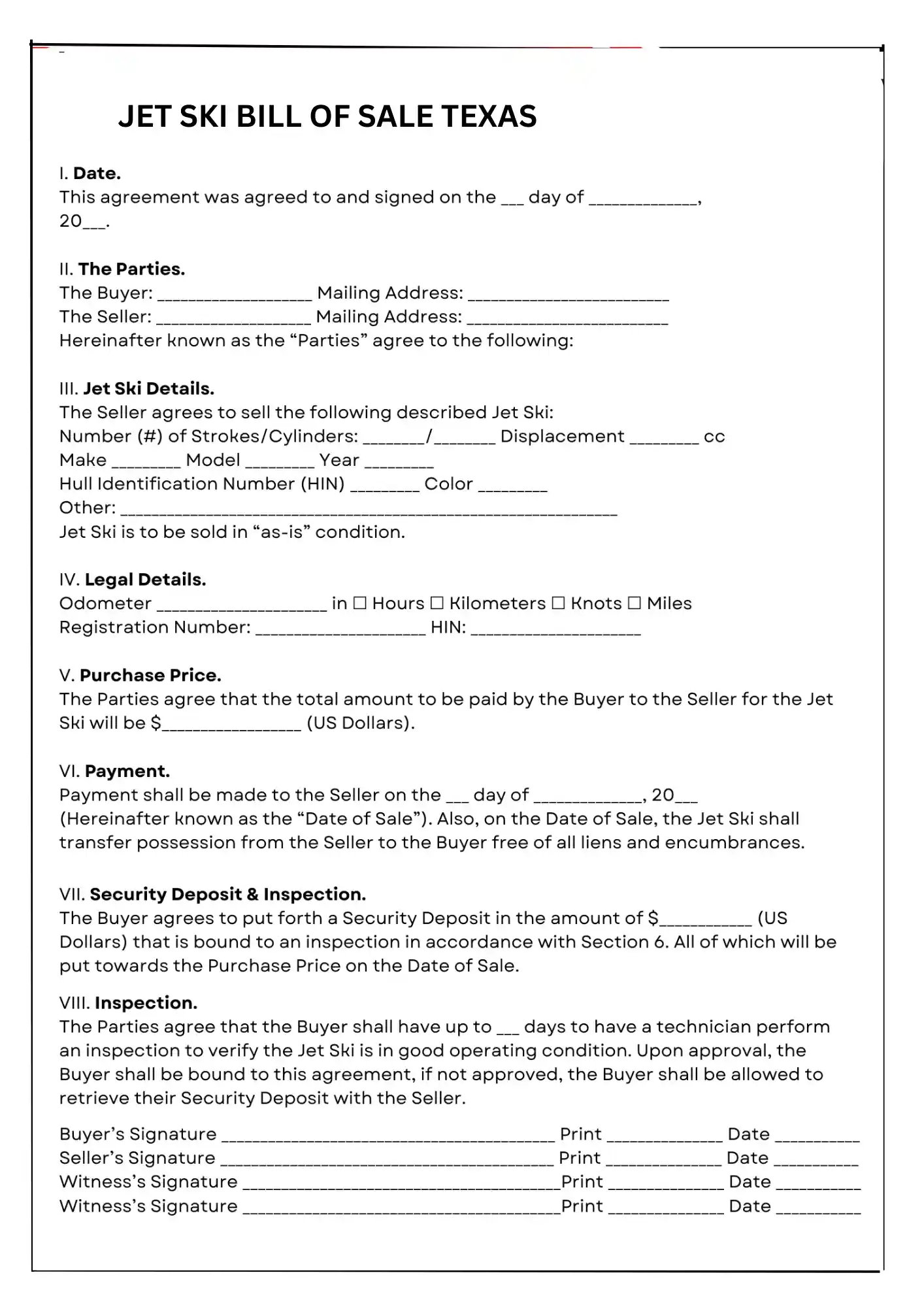 Texas Bill of Sale PDF Downloads