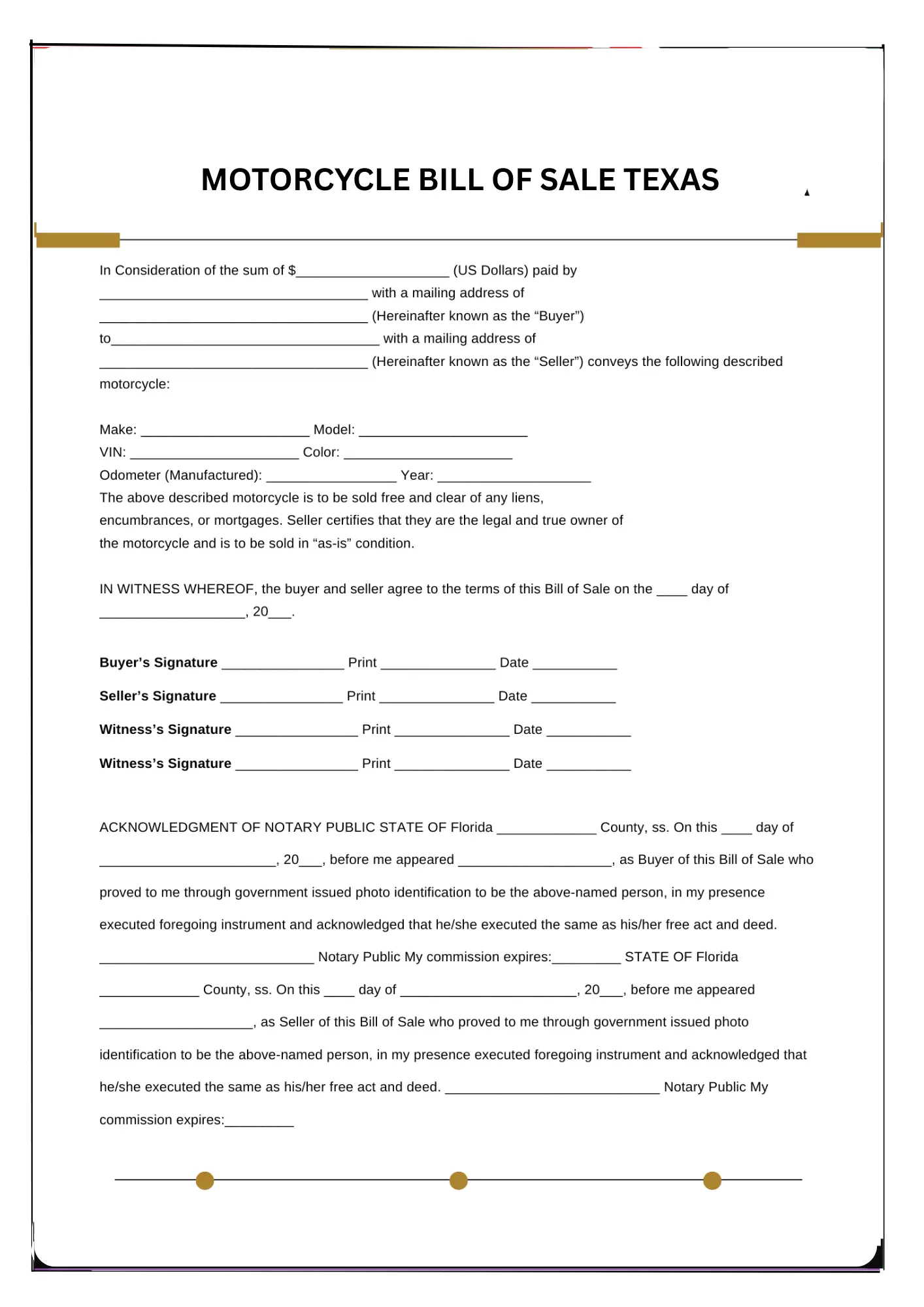 Texas Bill of Sale PDF Downloads
